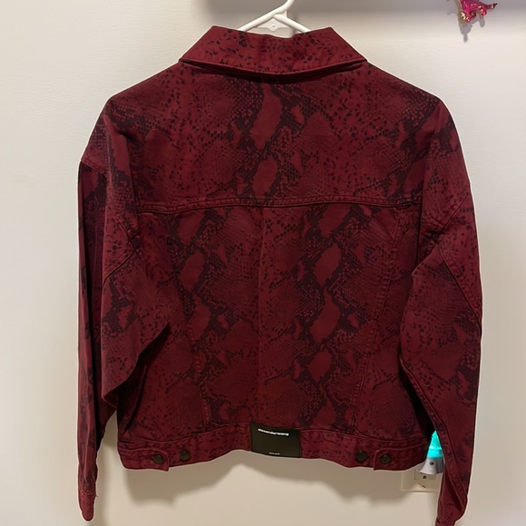 Alexander Wang Game Red Snakeskin Denim Jacket - Picture 4 of 5